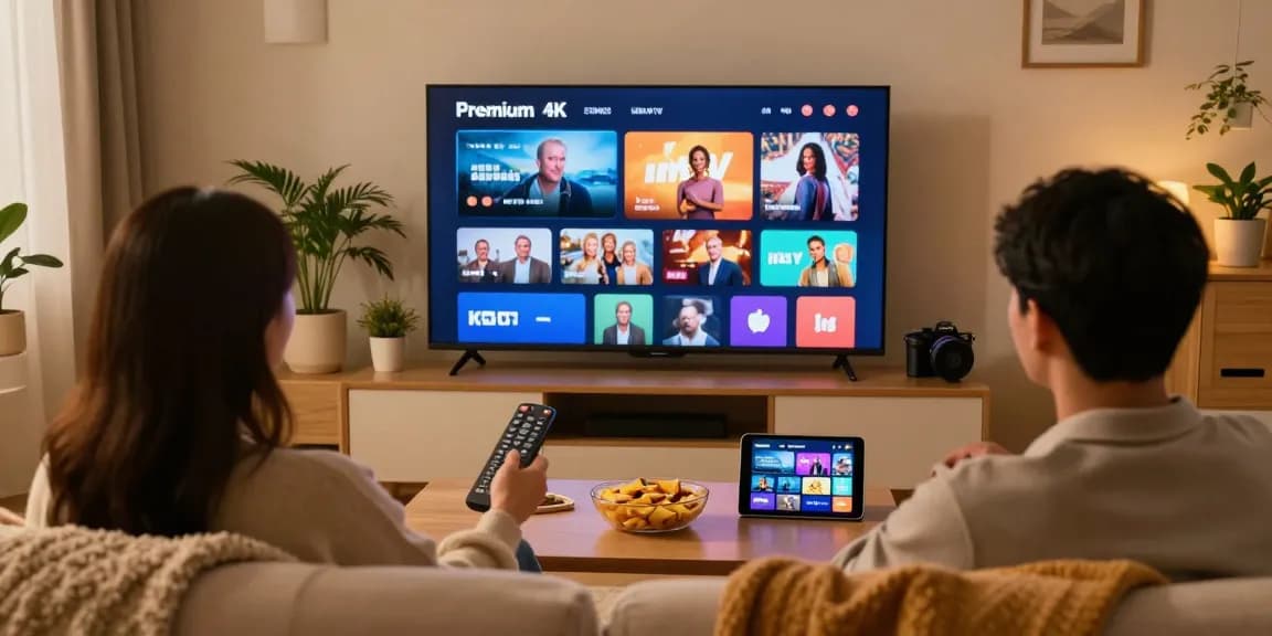 Profitez d'une soirée cinéma avec Iron TV dans un salon confortable.