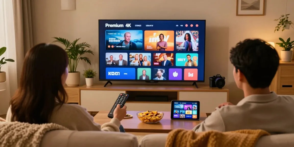 Profitez d'une soirée cinéma avec Iron TV dans un salon confortable.